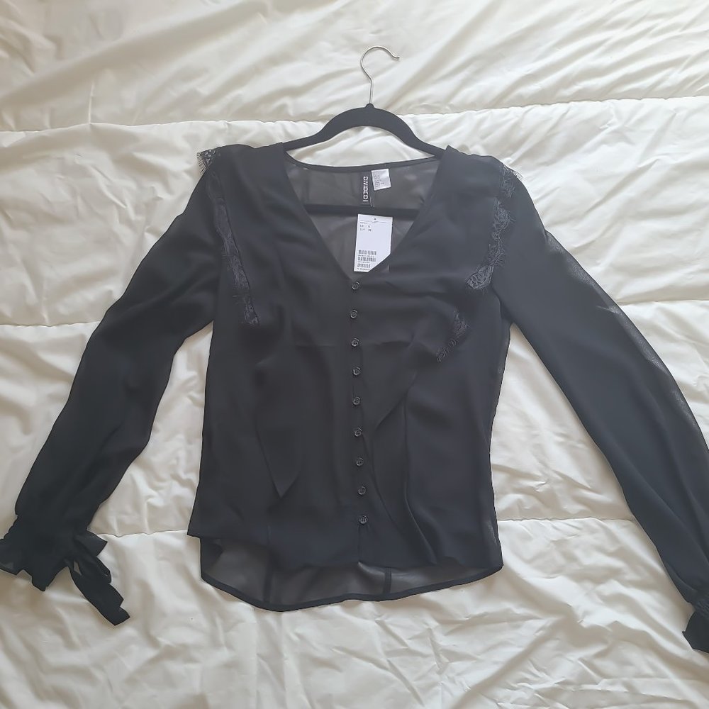 Sheer Lace Black Blouse